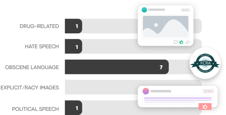 Social media background check report with flagged content