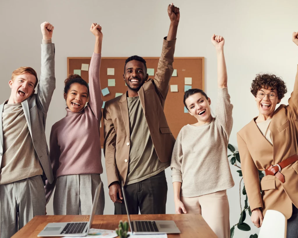 cheering employees